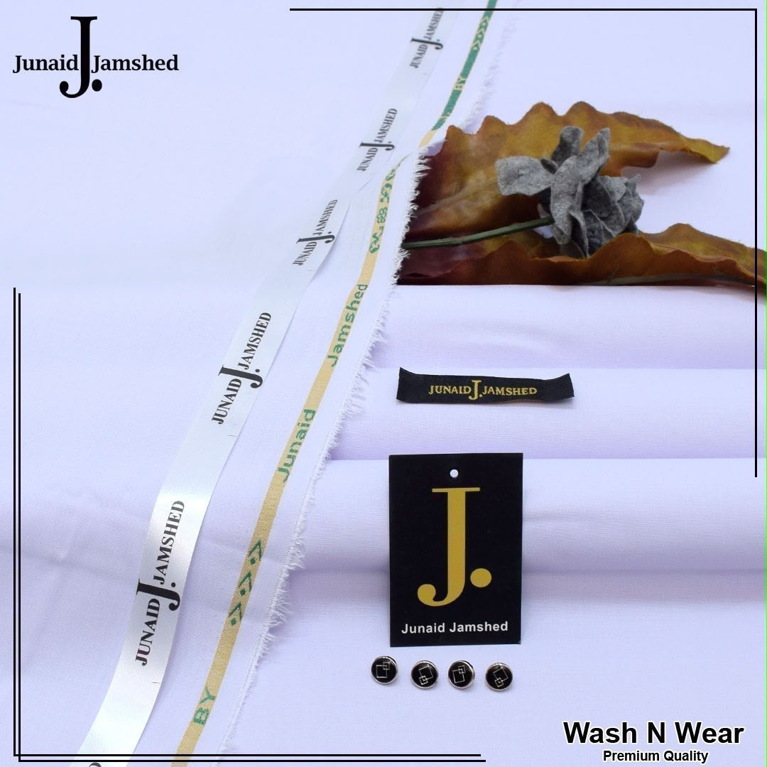 Junaid Jamshed Men's Unstitched Premium Wash n Wear Suit - White