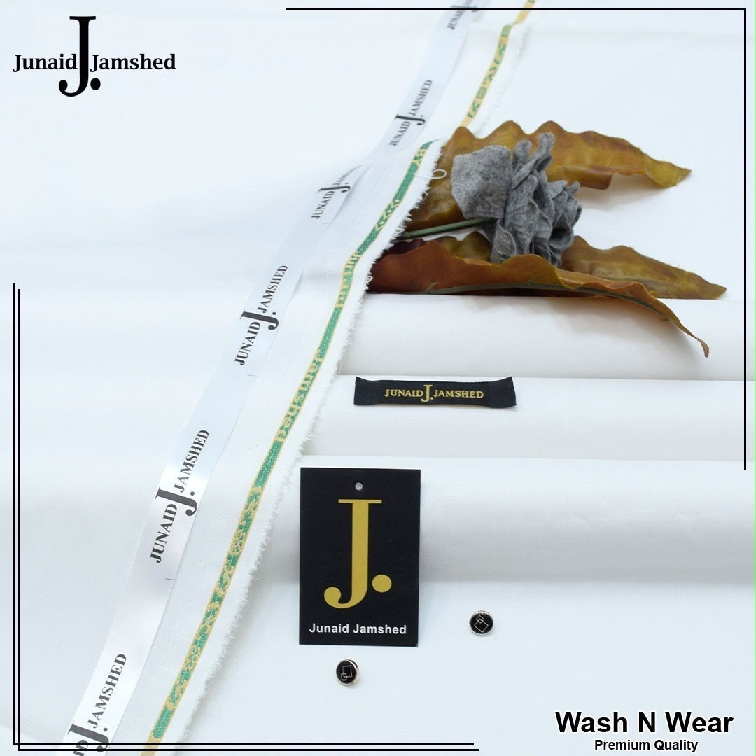 Junaid Jamshed Men's Unstitched Premium Wash N Wear Suit - WhiteJ