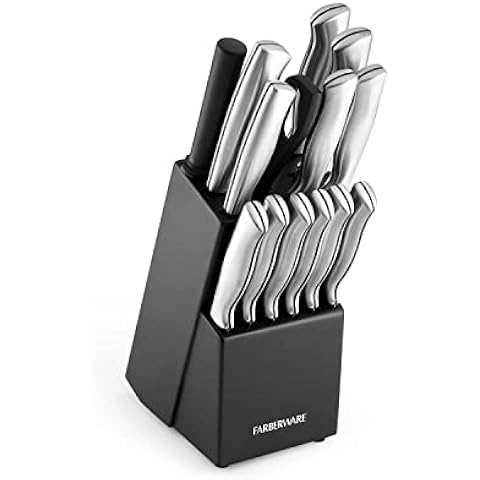 Knife Set, 15 Pcs Kitchen Knife Set with Block Self Sharpening,