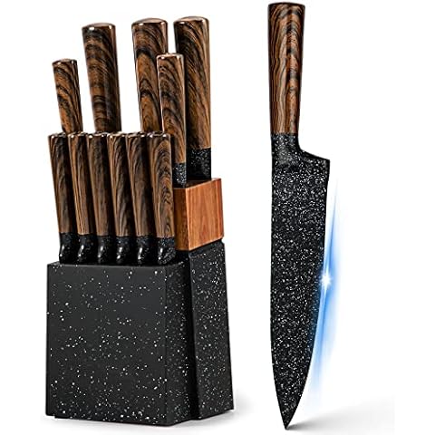 Knife Set, 15 Pcs Kitchen Knife Set with Block Self Sharpening,