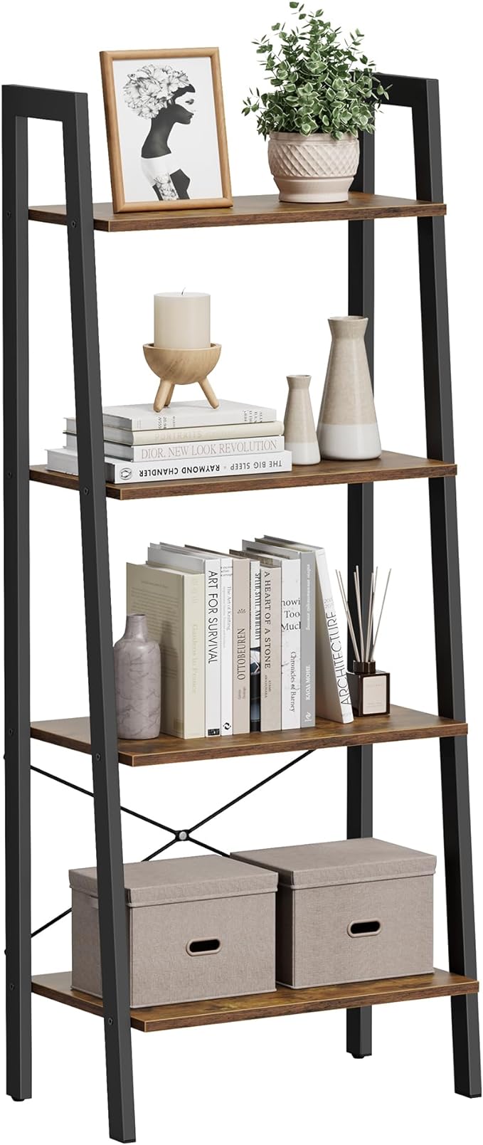 VASAGLE Ladder Shelf, 4-Tier Bookshelf, Storage Rack,