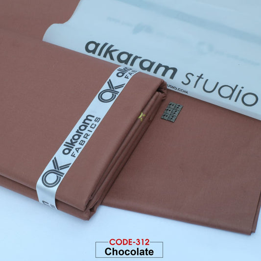 Alkaram Fabrics Men's Unstitched Premium Cotton Suit - Chocolate Brown