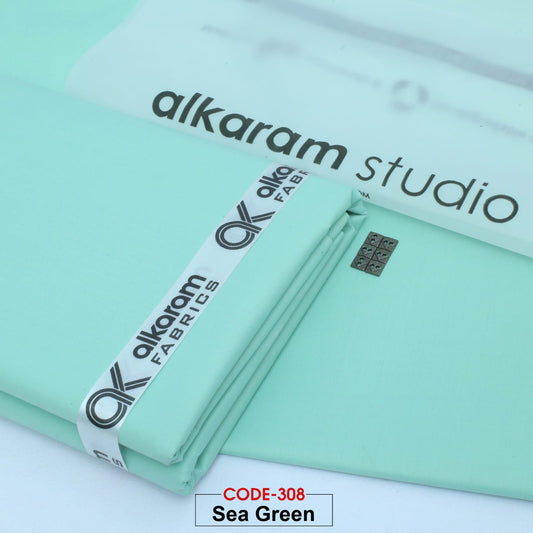 Alkaram Fabrics Men's Unstitched Premium Cotton Suit - Sea Green