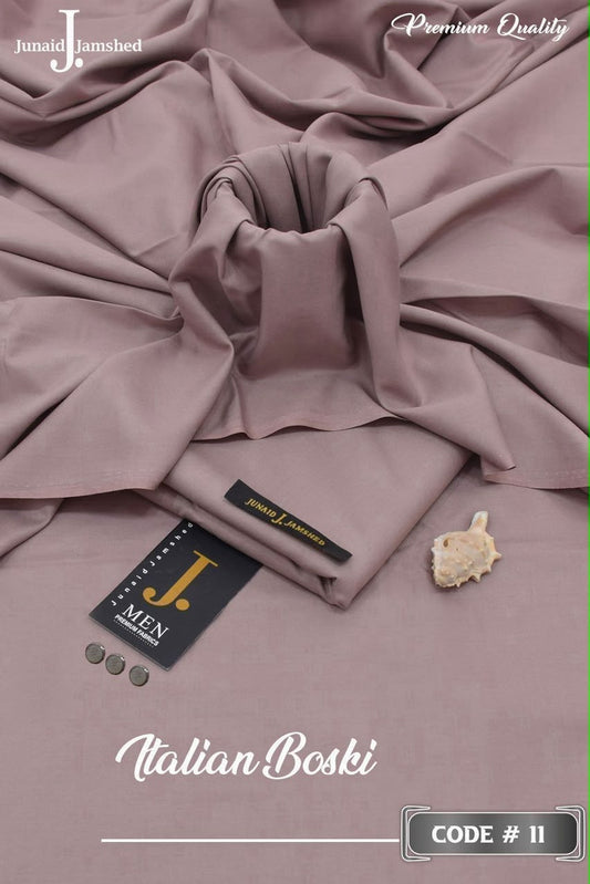 Junaid Jamshed Men's Unstitched Premium Italian Boski Suit - Dusty Mauve