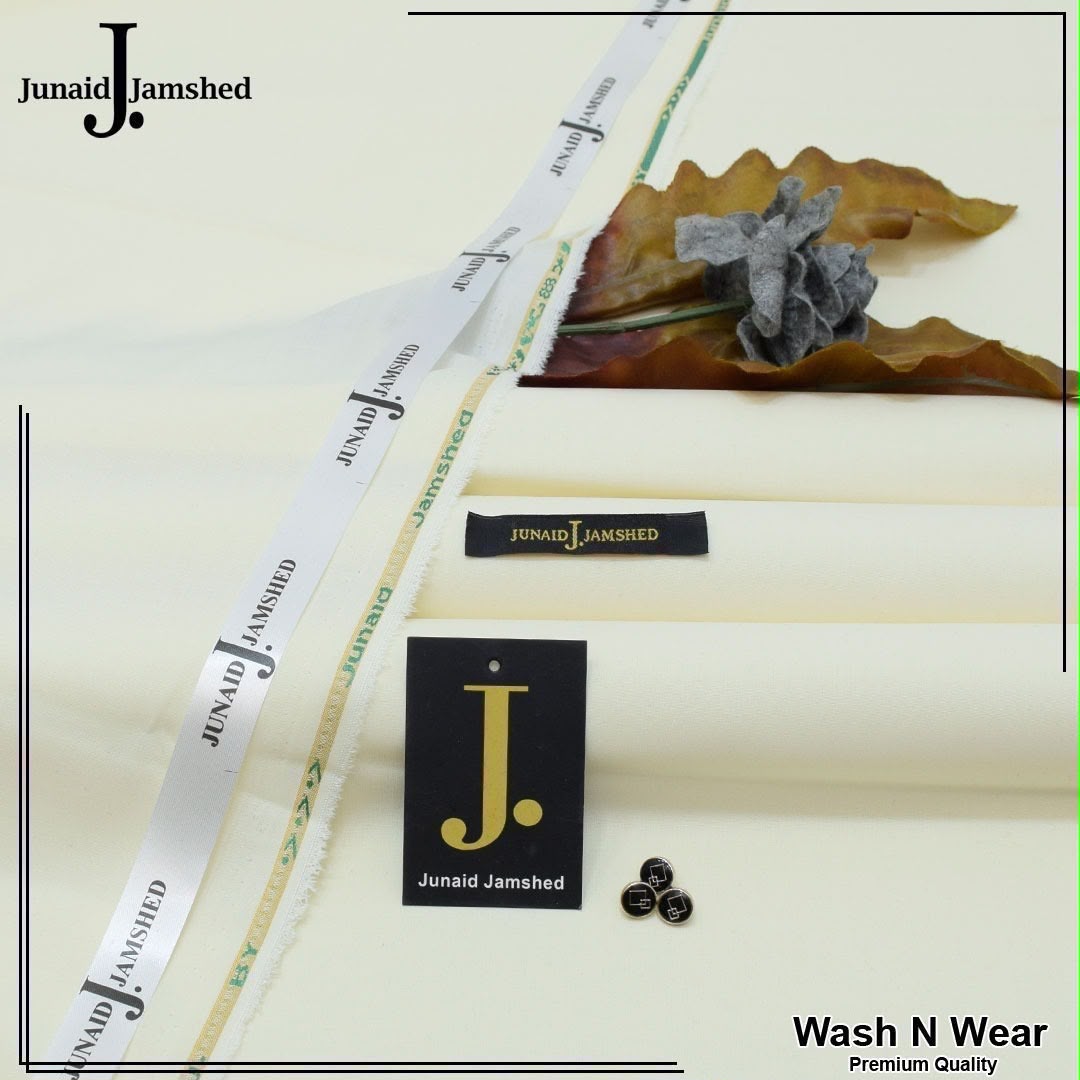 Junaid Jamshed Men's Unstitched Premium Wash n Wear Suit - Off White