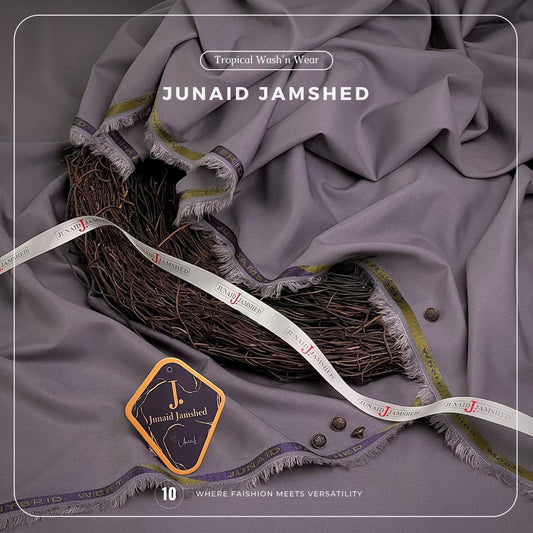 Junaid Jamshed Men's Unstitched Premium Tropical Wash n Wear Suit - Steel Grey