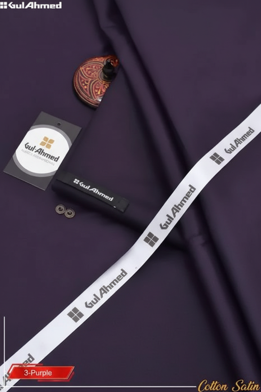 Gul Ahmed Plum Cotton Satin - HD