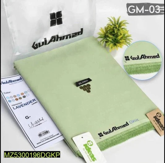 Gul Ahmed 100%Cotton- Light Pistachio-Unstitched Men's Wear | Best For Summer
