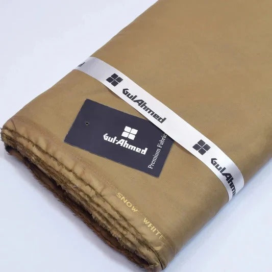 Gul Ahmed 100%Cotton-Camel Brown-Unstitched Men's Wear | Best For Summer