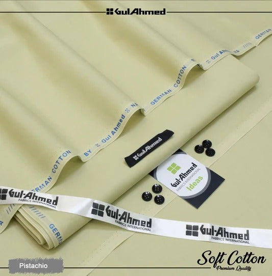 Gul Ahmed 100%Cotton-Pistachio-Unstitched Men's Wear | Best For Summer