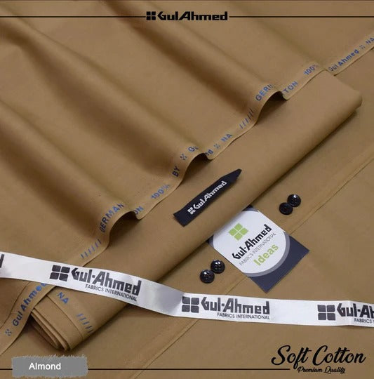 Gul Ahmed 100%Cotton-Brown-Unstitched Men's Wear | Best For Summer