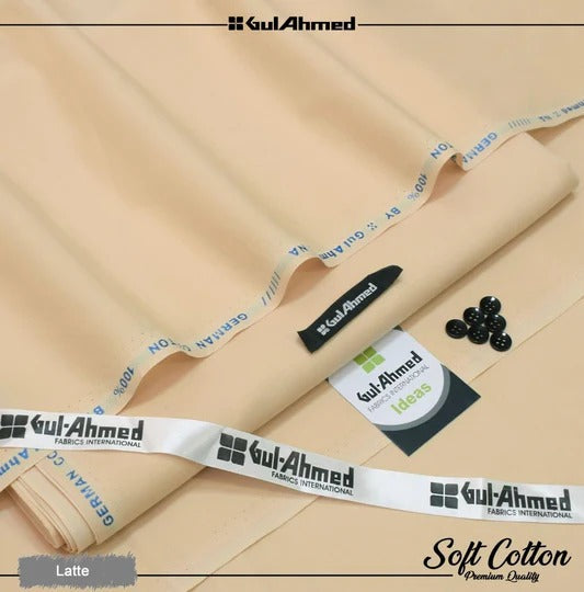 Gul Ahmed 100%Cotton-Latte Beige-Unstitched Men's Wear | Best For Summer